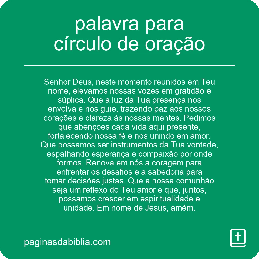 palavra para círculo de oração