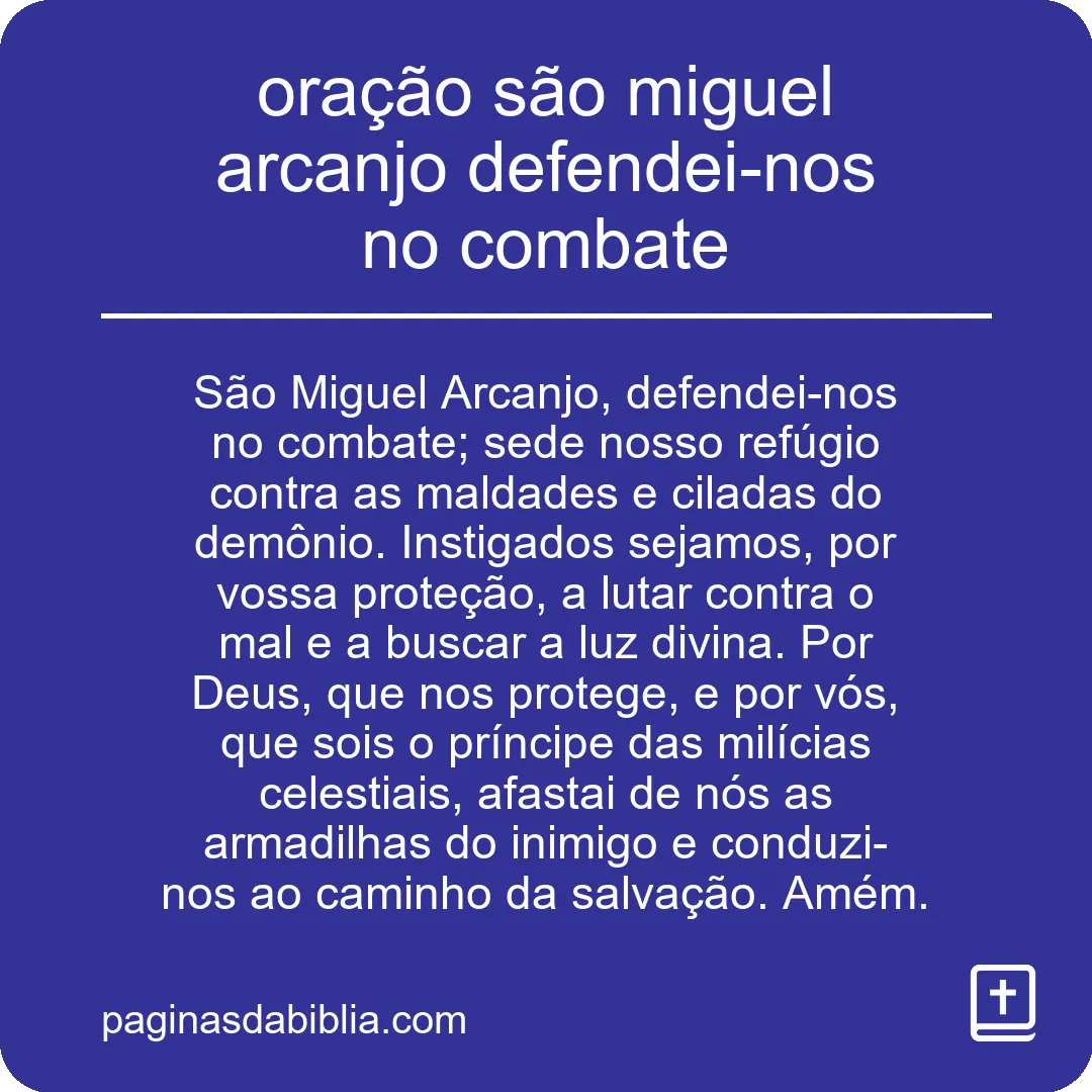 oração são miguel arcanjo defendei-nos no combate