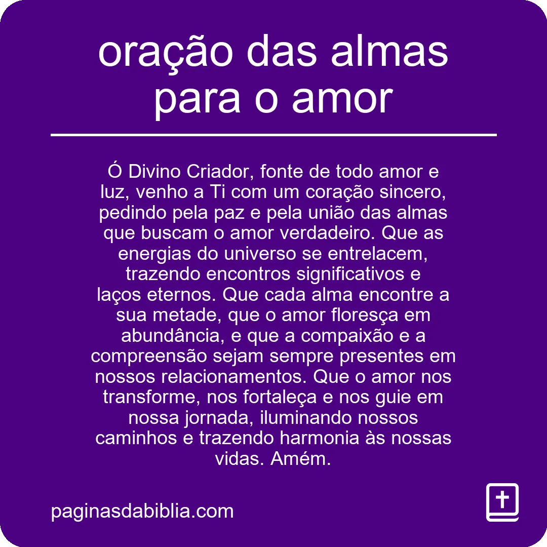 oração das almas para o amor