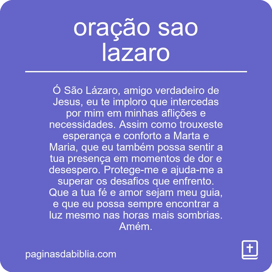 oração sao lazaro