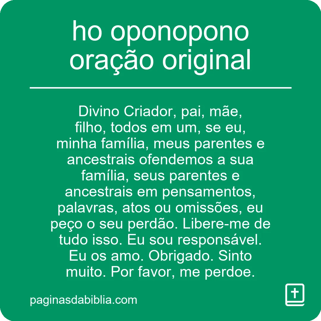 ho oponopono oração original