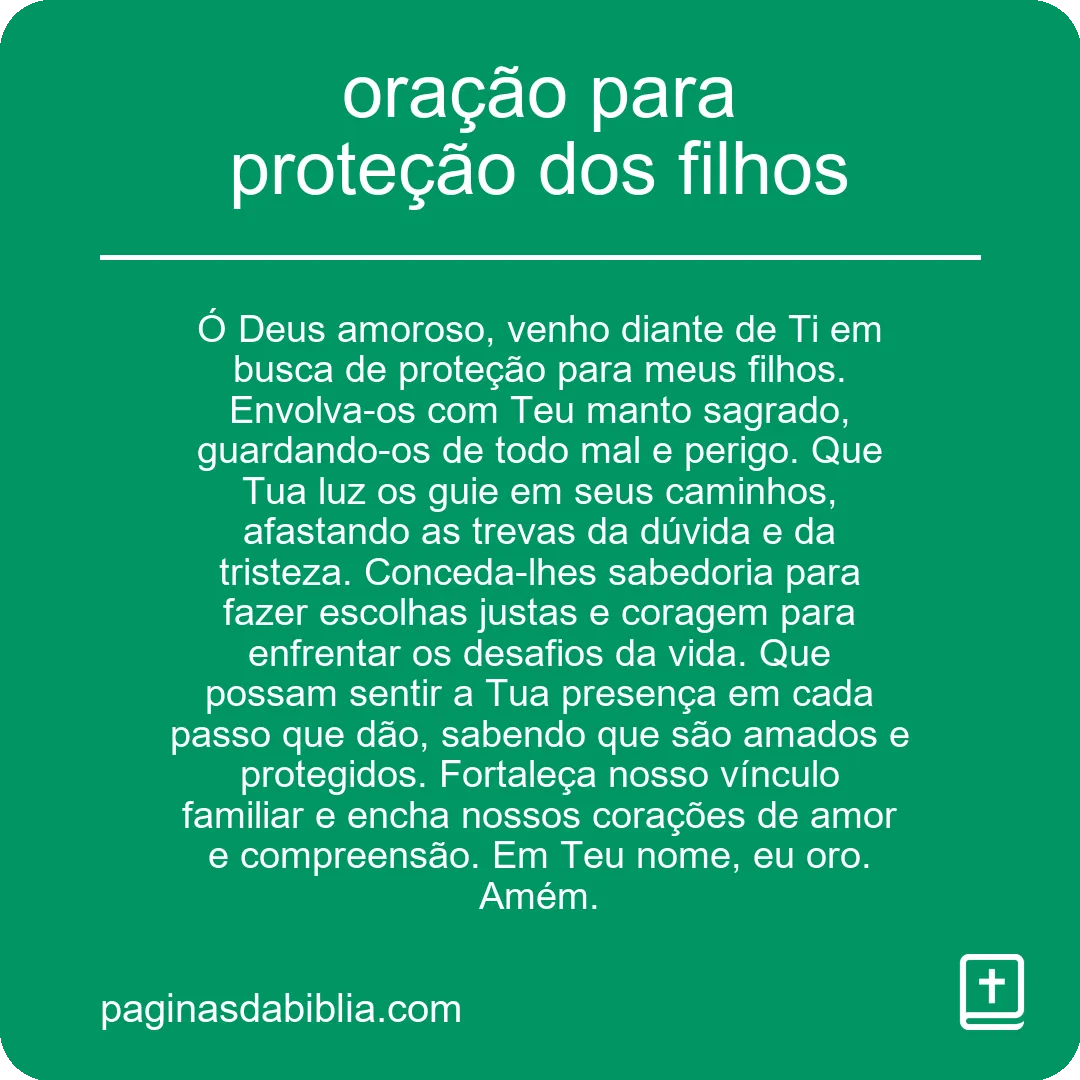 oração para proteção dos filhos