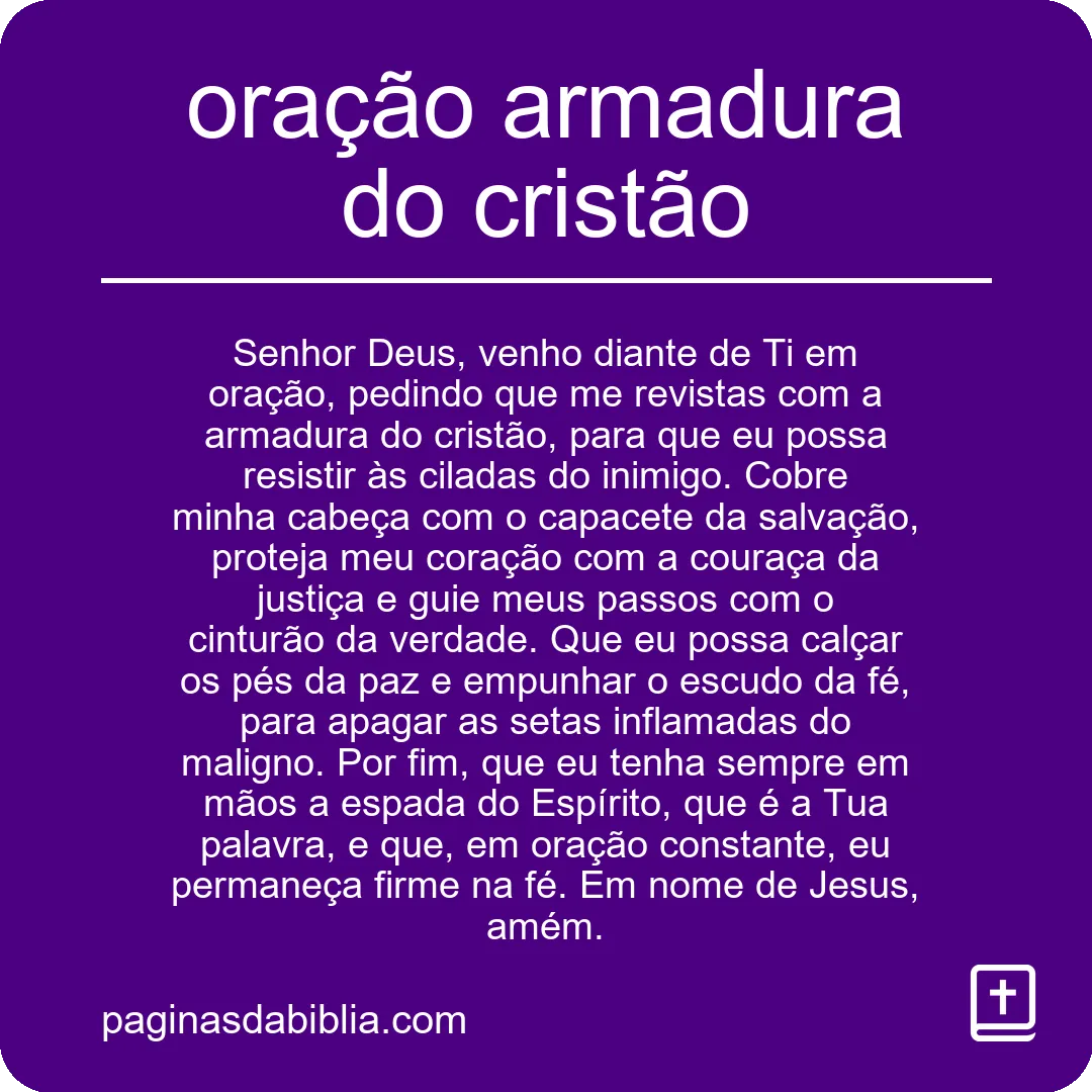 oração armadura do cristão