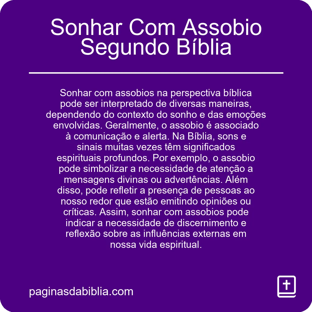 Sonhar Com Assobio Segundo Bíblia