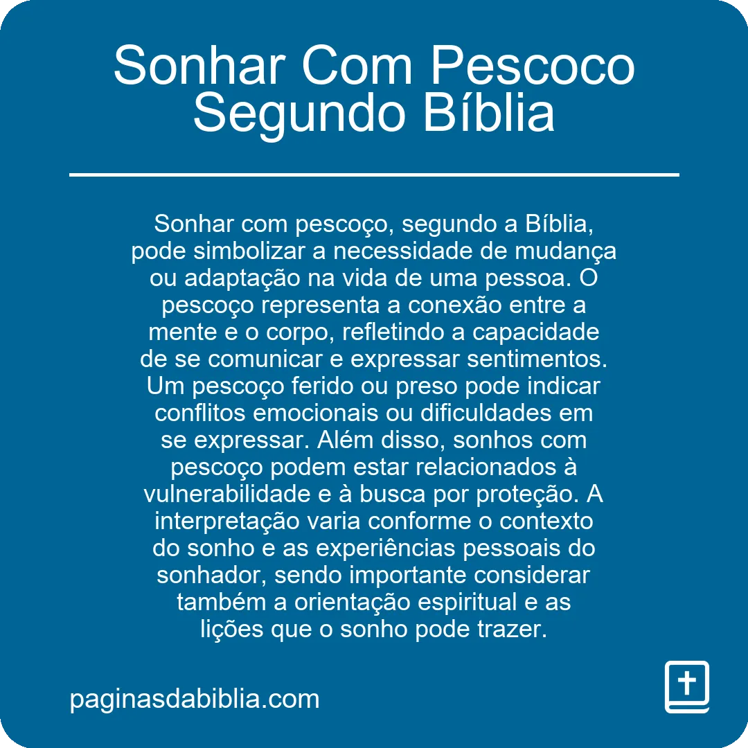 Sonhar Com Pescoco Segundo Bíblia