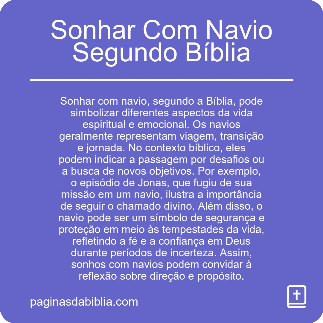 Sonhar Com Navio Segundo Bíblia