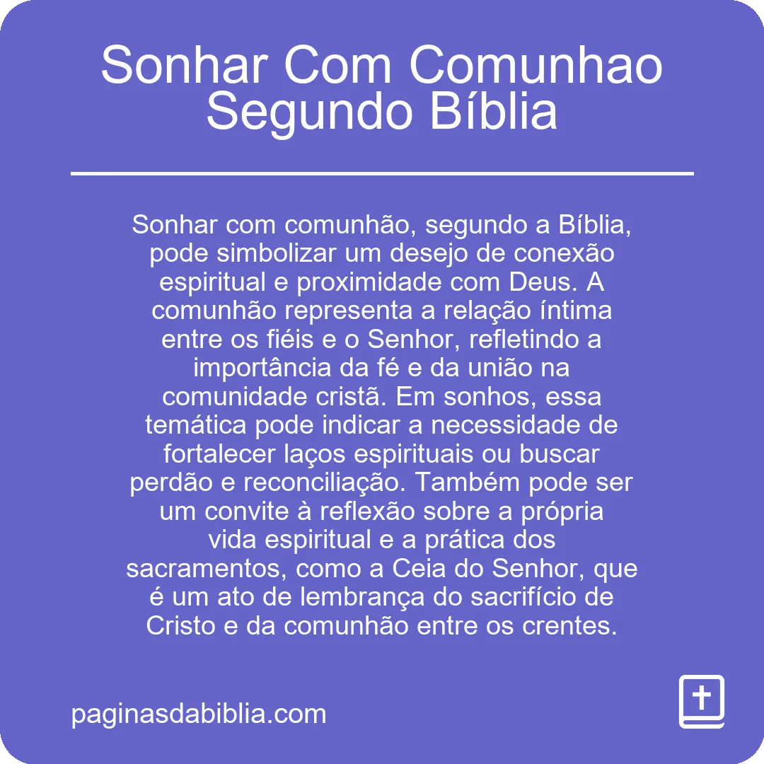 Sonhar Com Comunhao Segundo Bíblia