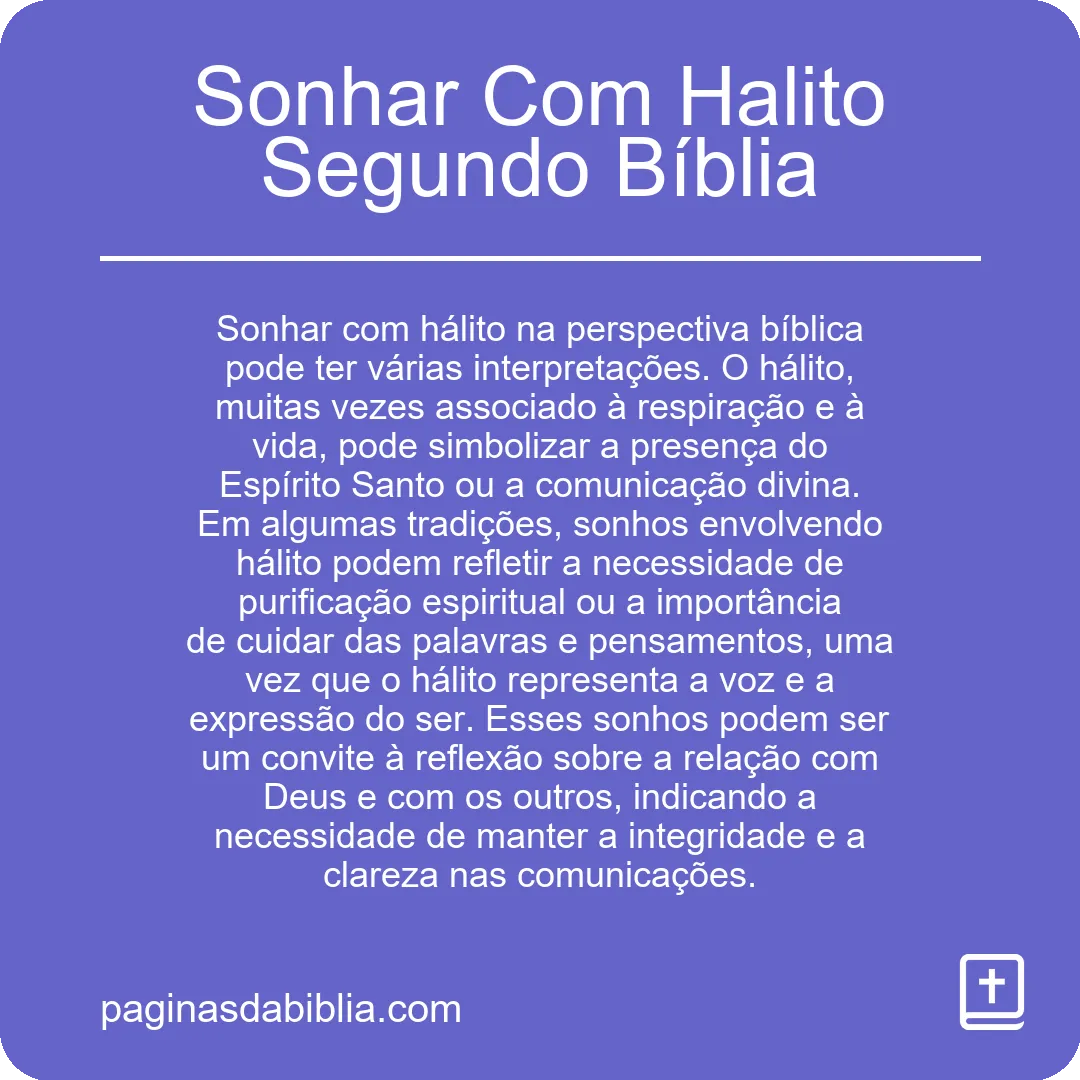 Sonhar Com Halito Segundo Bíblia