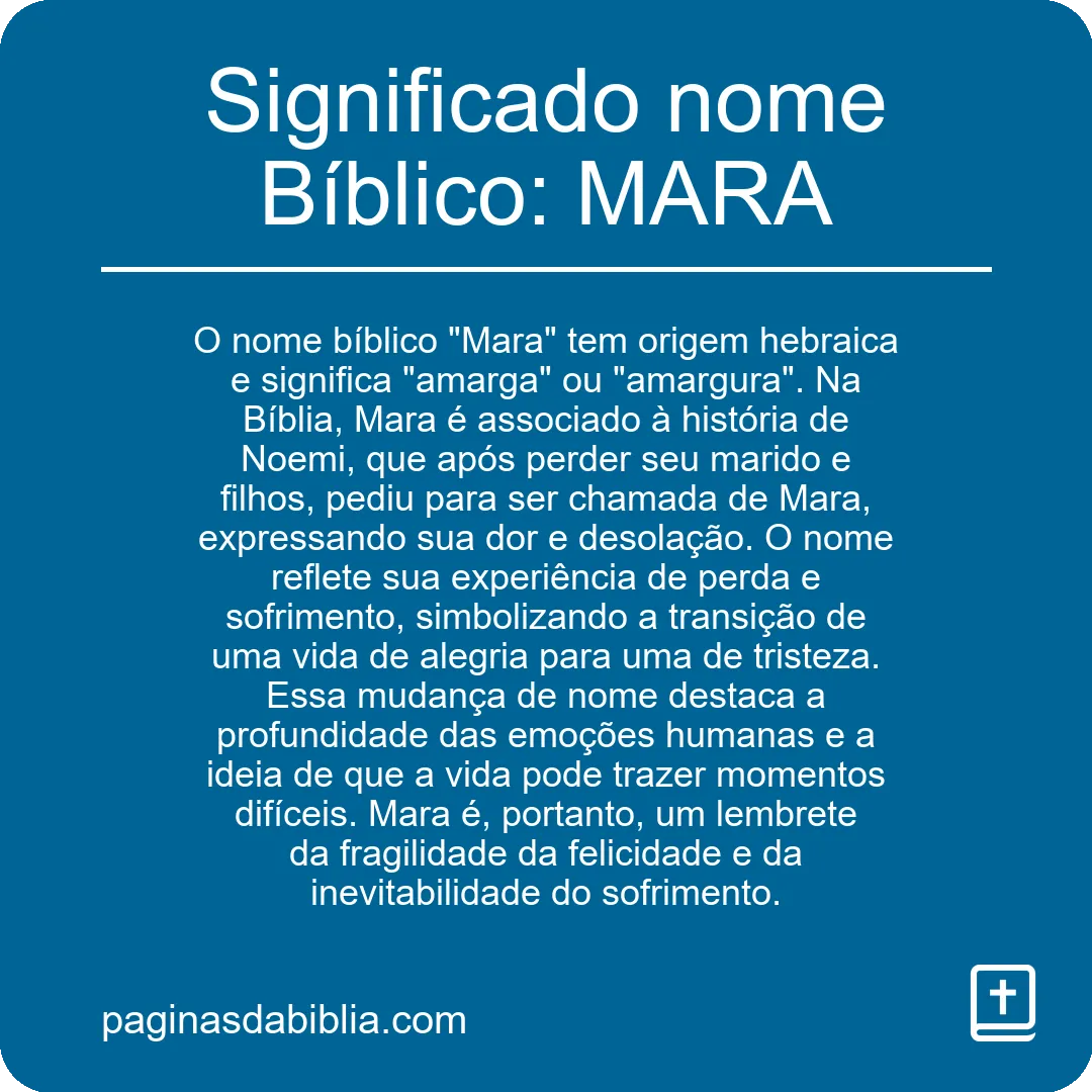 Significado nome Bíblico: MARA