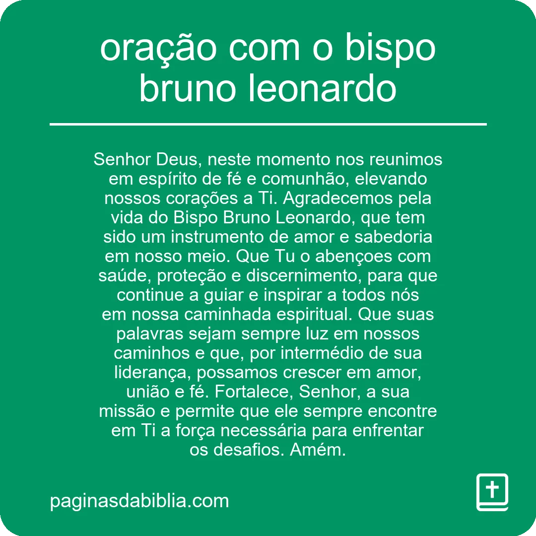 oração com o bispo bruno leonardo