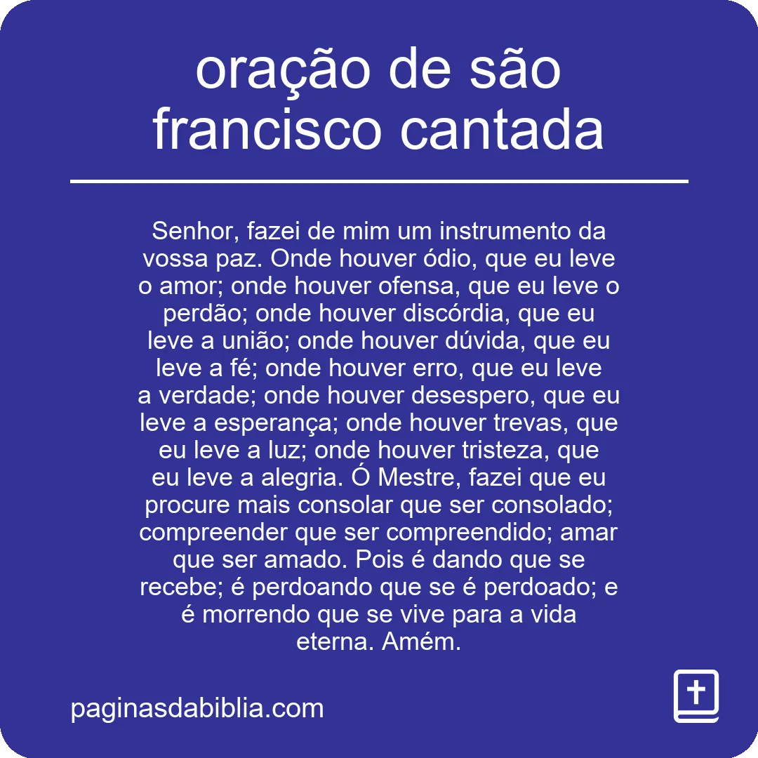 oração de são francisco cantada