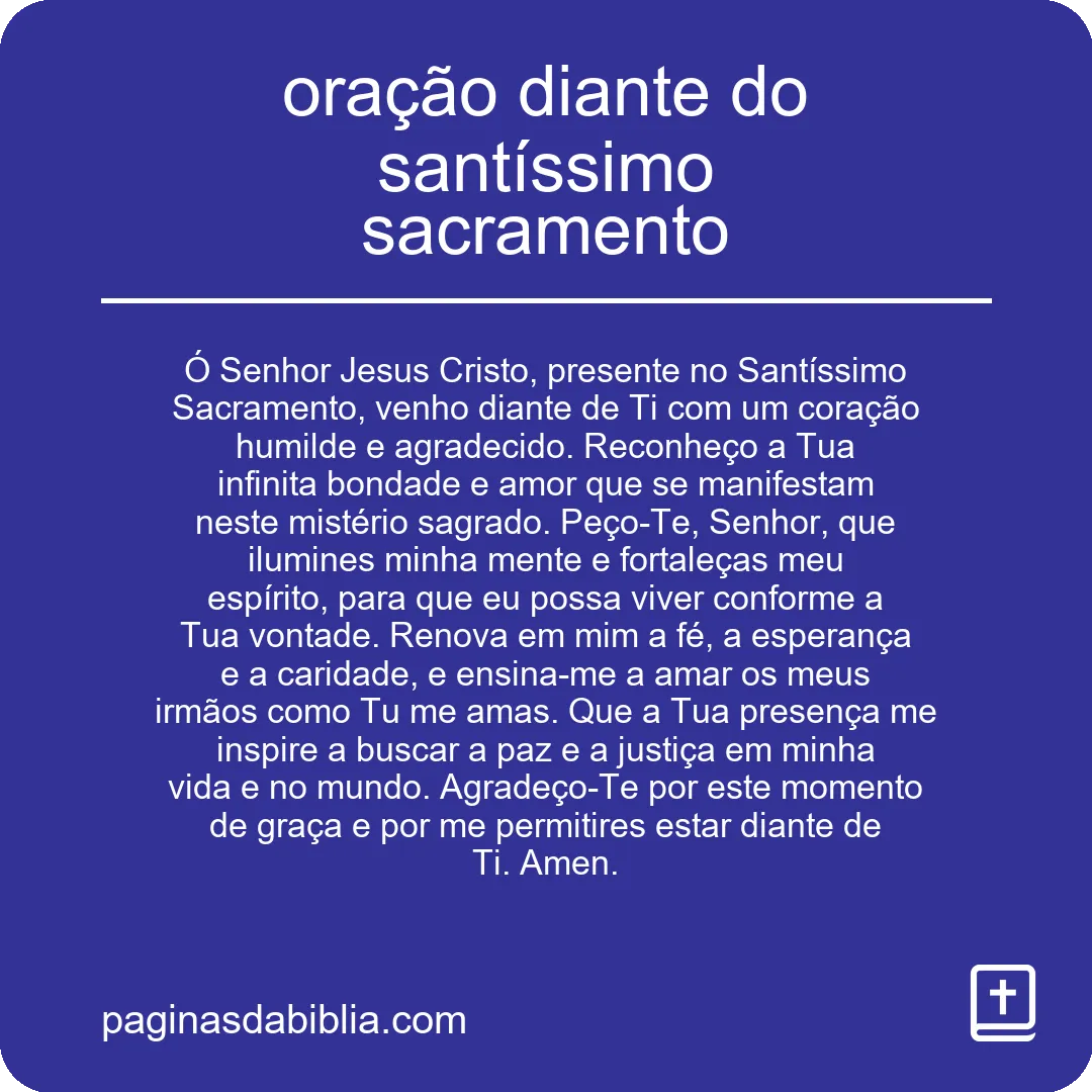 oração diante do santíssimo sacramento