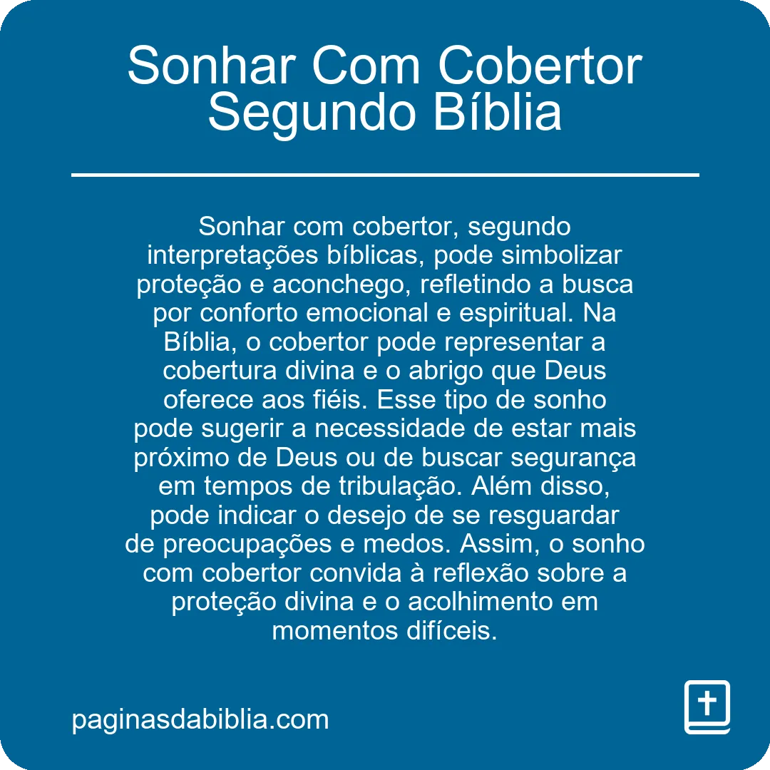 Sonhar Com Cobertor Segundo Bíblia