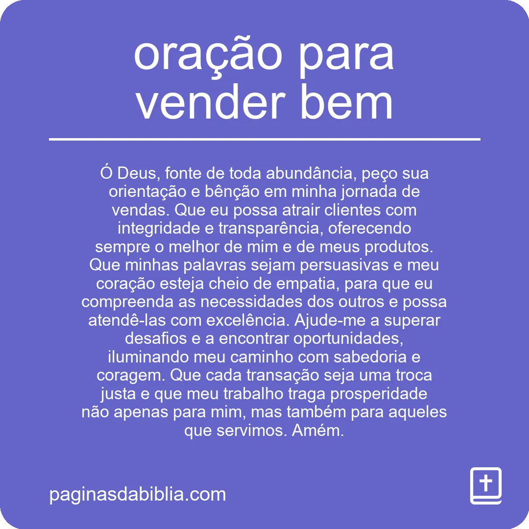 oração para vender bem