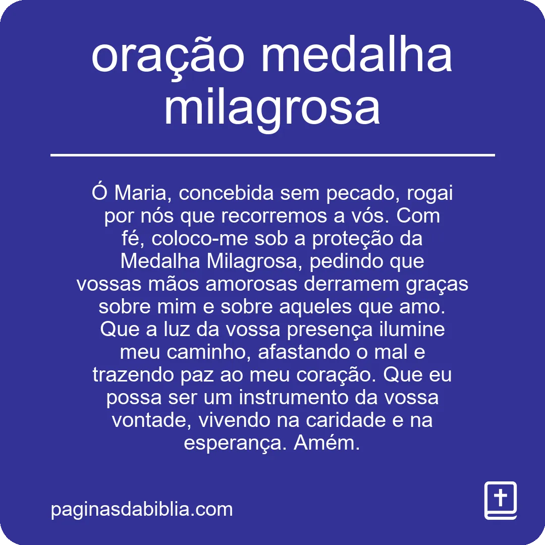 oração medalha milagrosa