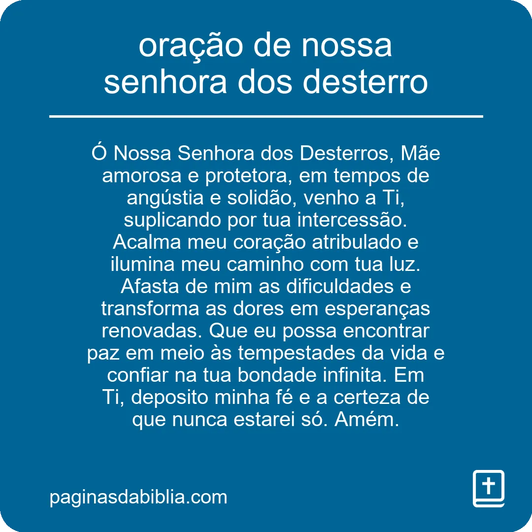 oração de nossa senhora dos desterro