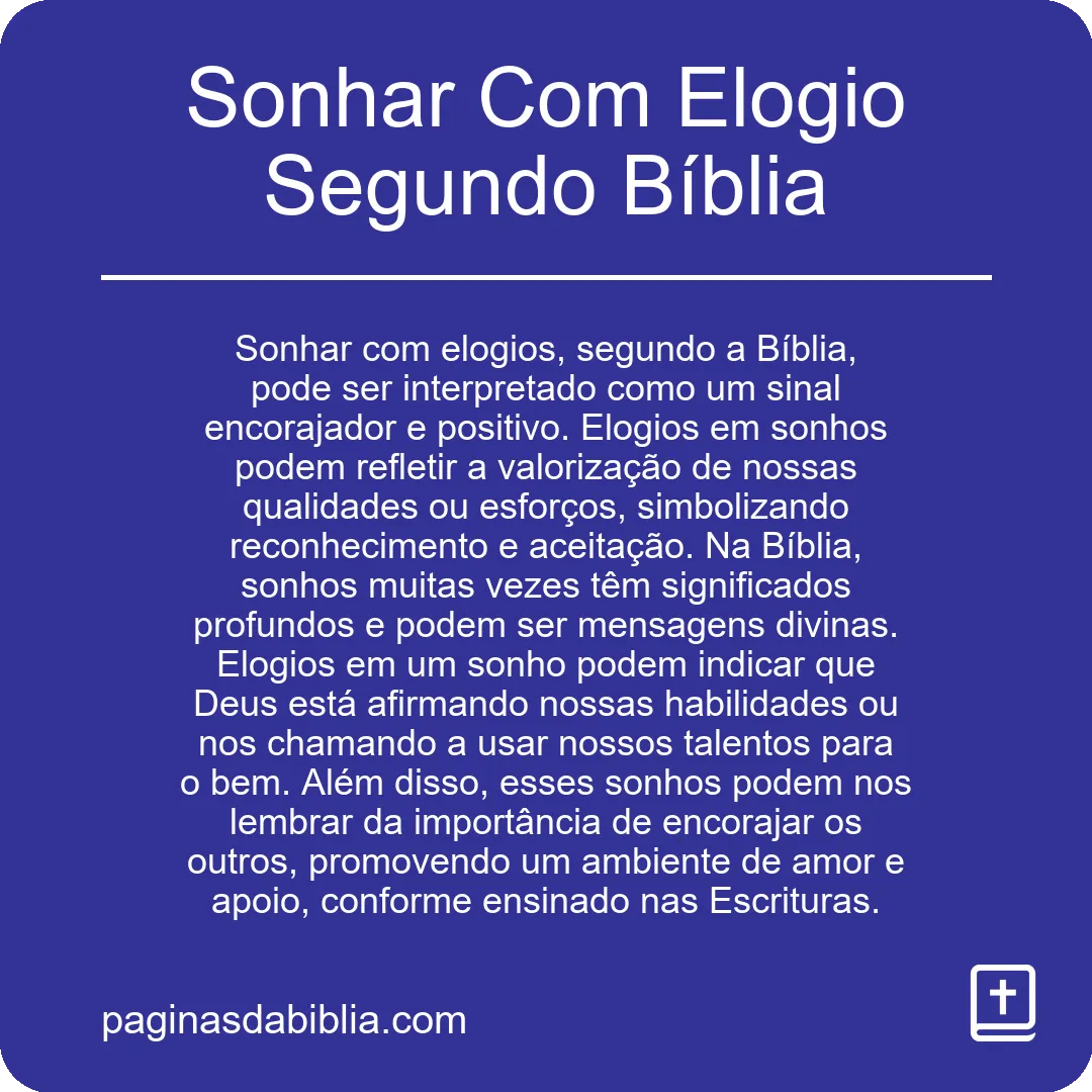 Sonhar Com Elogio Segundo Bíblia