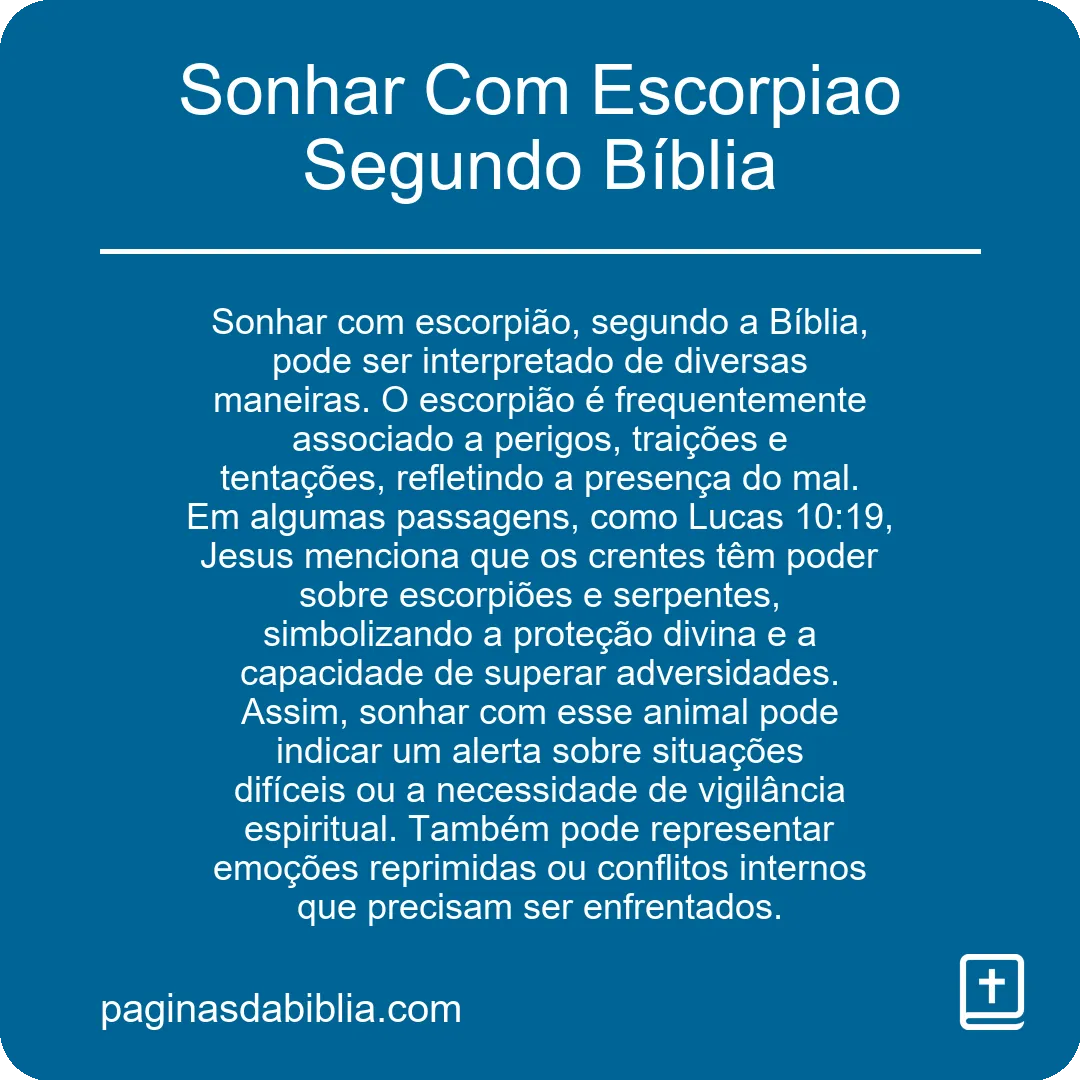 Sonhar Com Escorpiao Segundo Bíblia