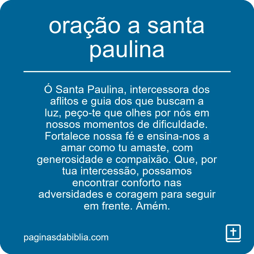 oração a santa paulina