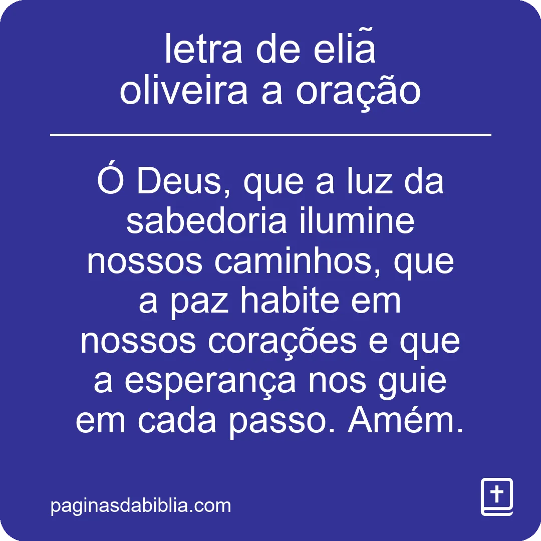 letra de eliã oliveira a oração