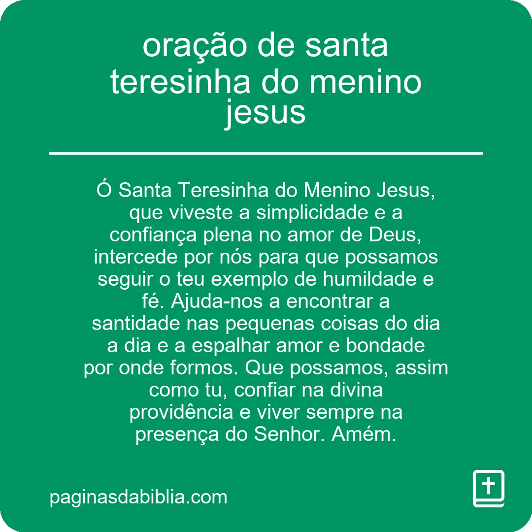 oração de santa teresinha do menino jesus