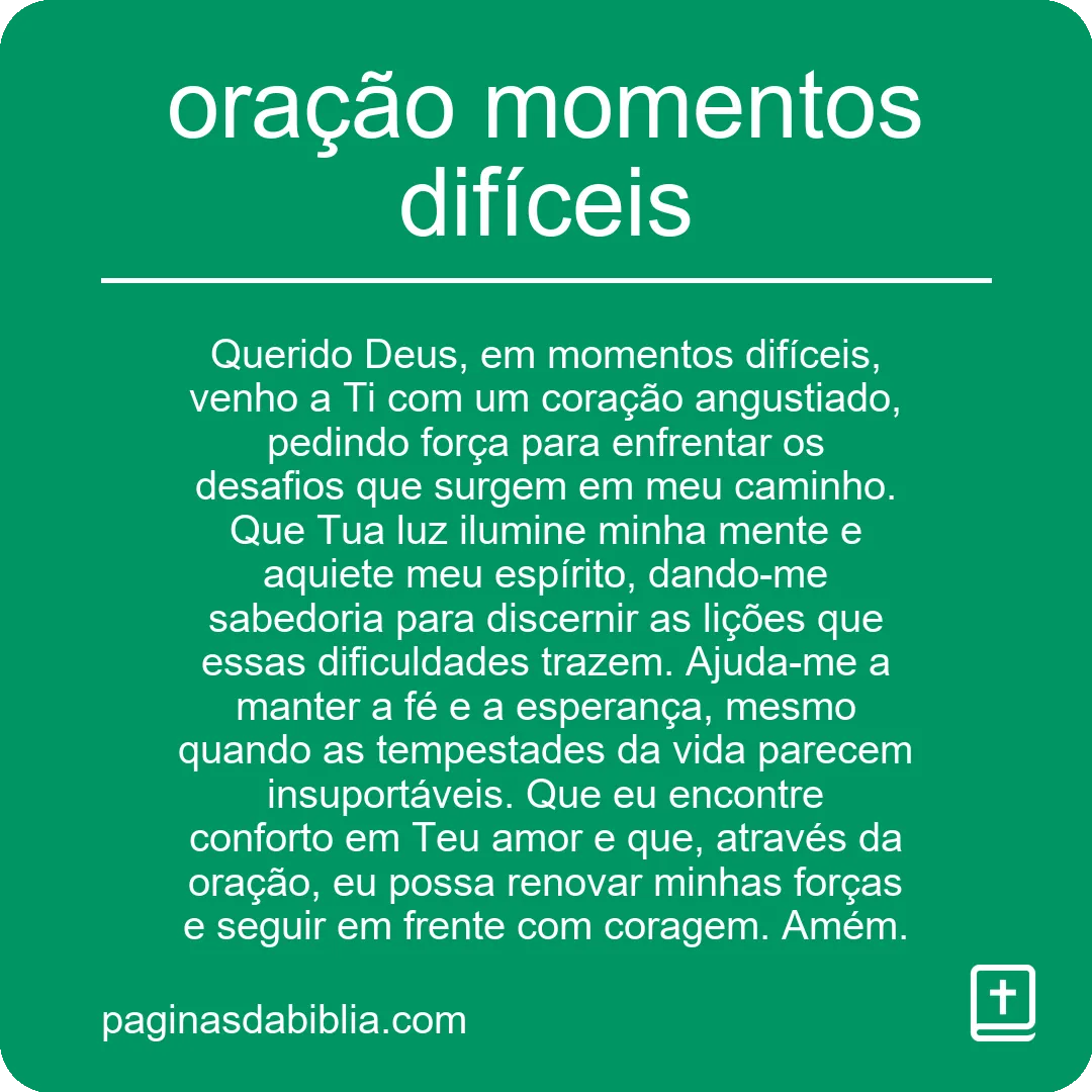 oração momentos difíceis