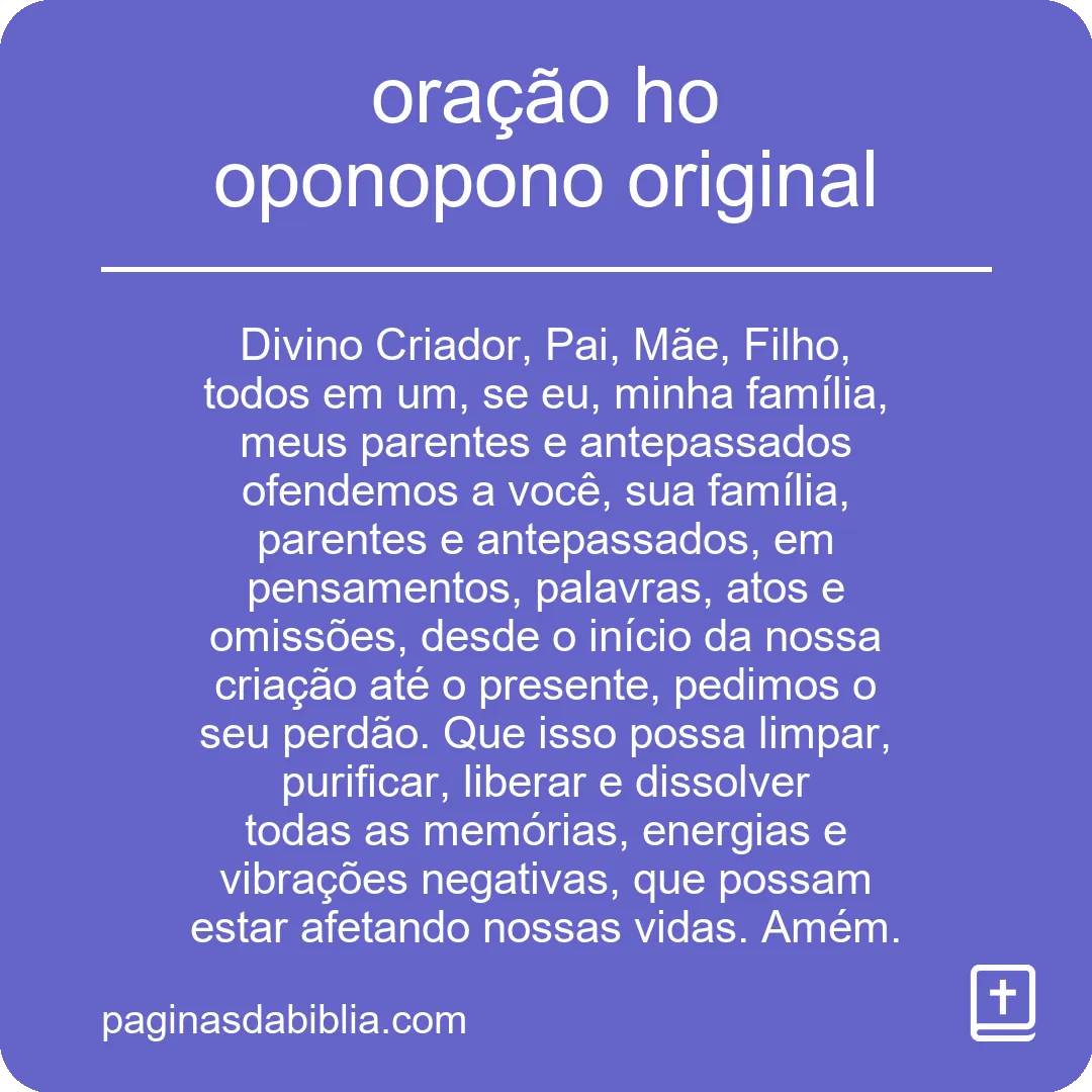 oração ho oponopono original