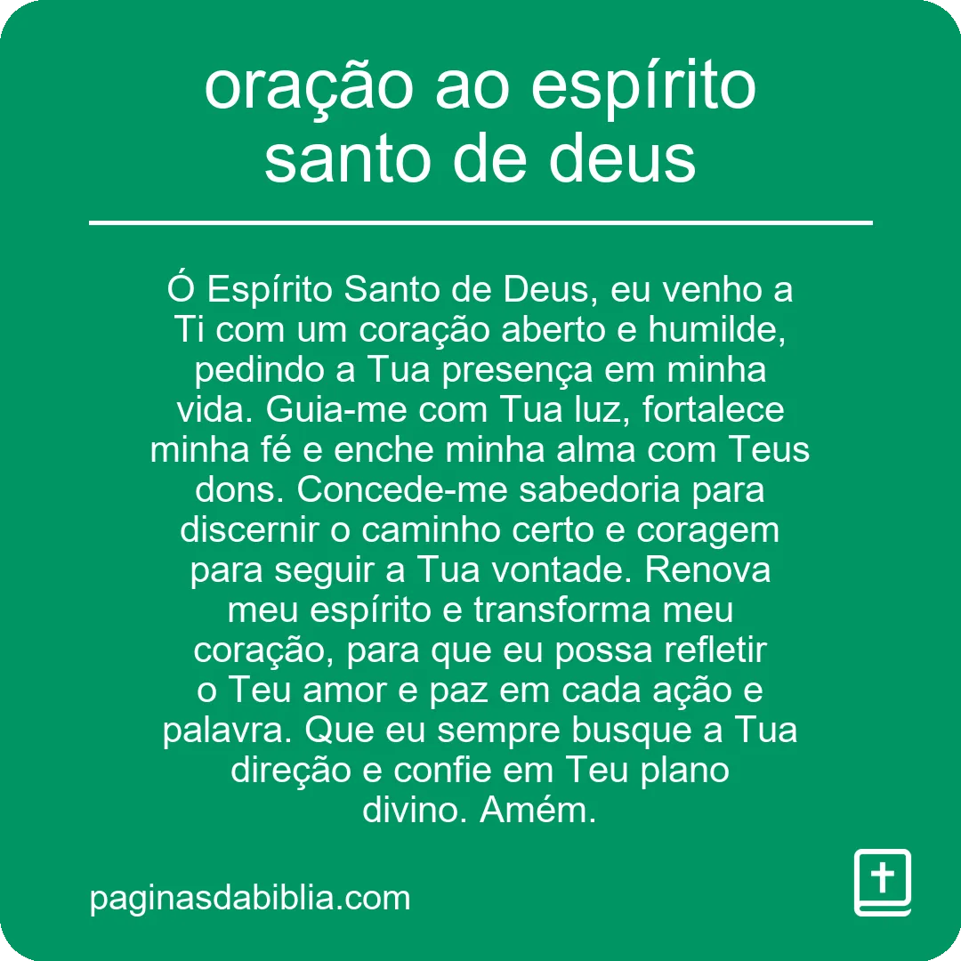 oração ao espírito santo de deus