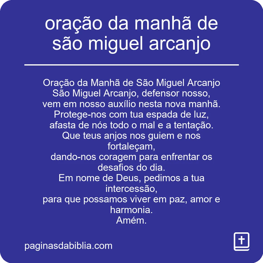 oração da manhã de são miguel arcanjo