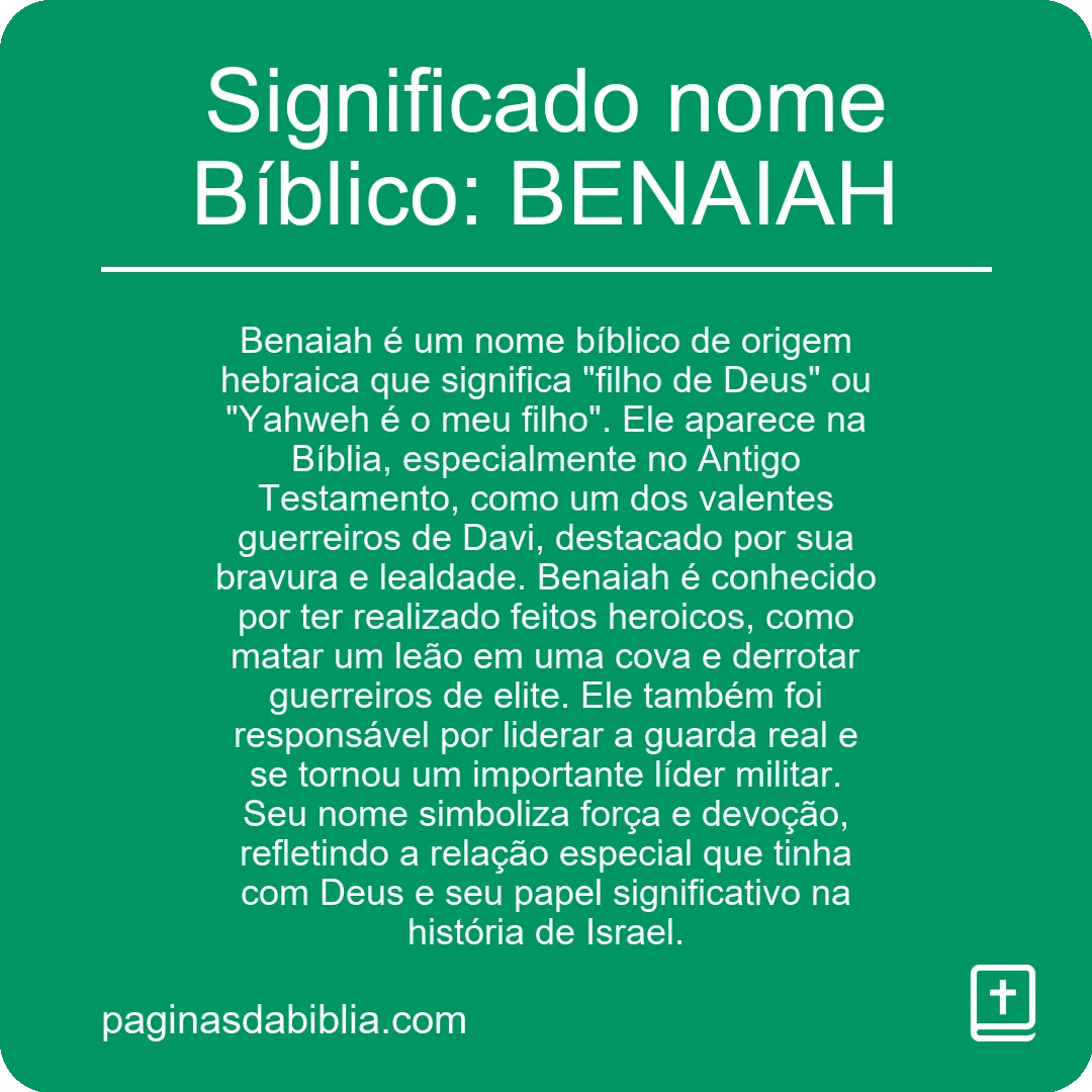 Significado nome Bíblico: BENAIAH