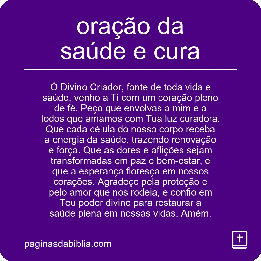 oração da saúde e cura