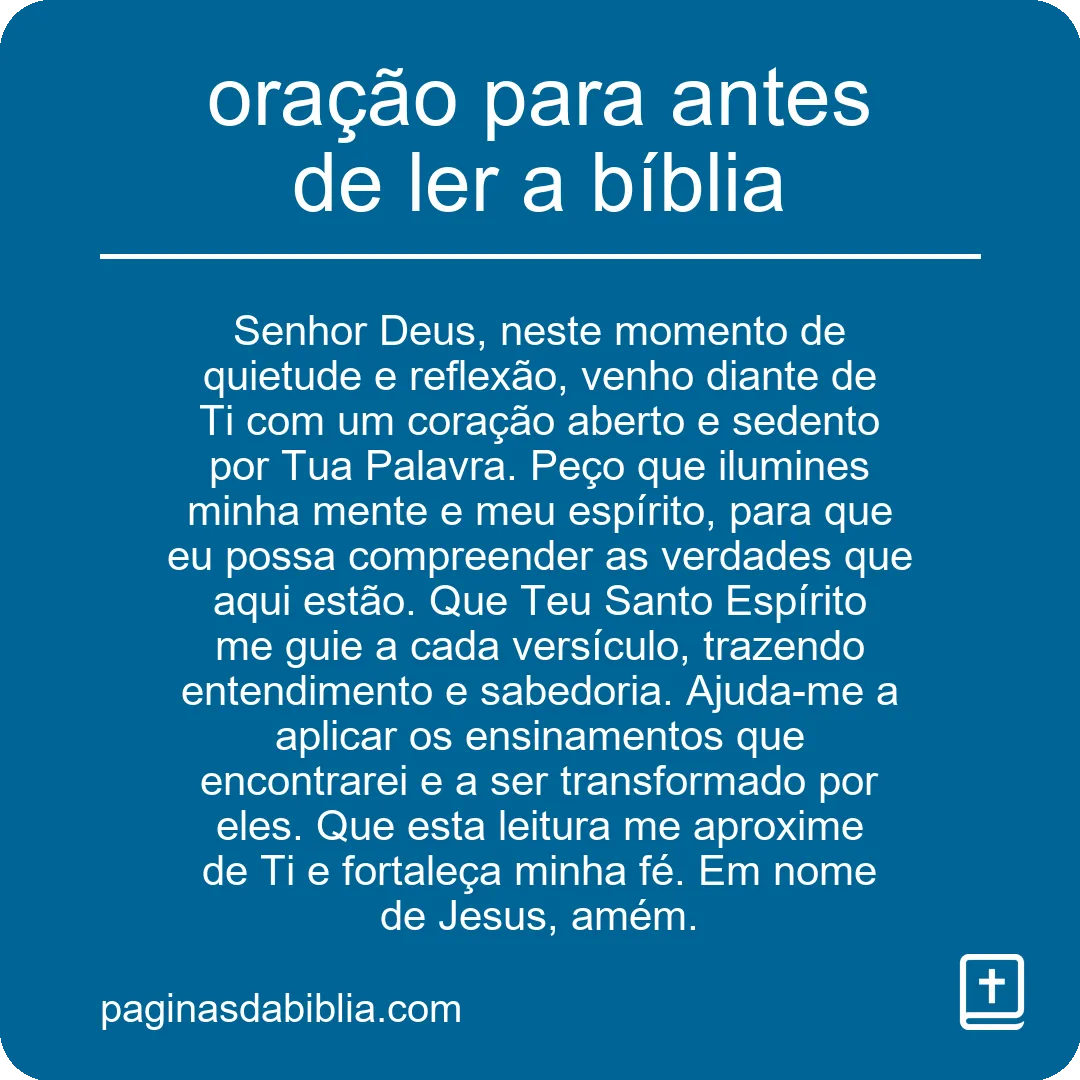 oração para antes de ler a bíblia