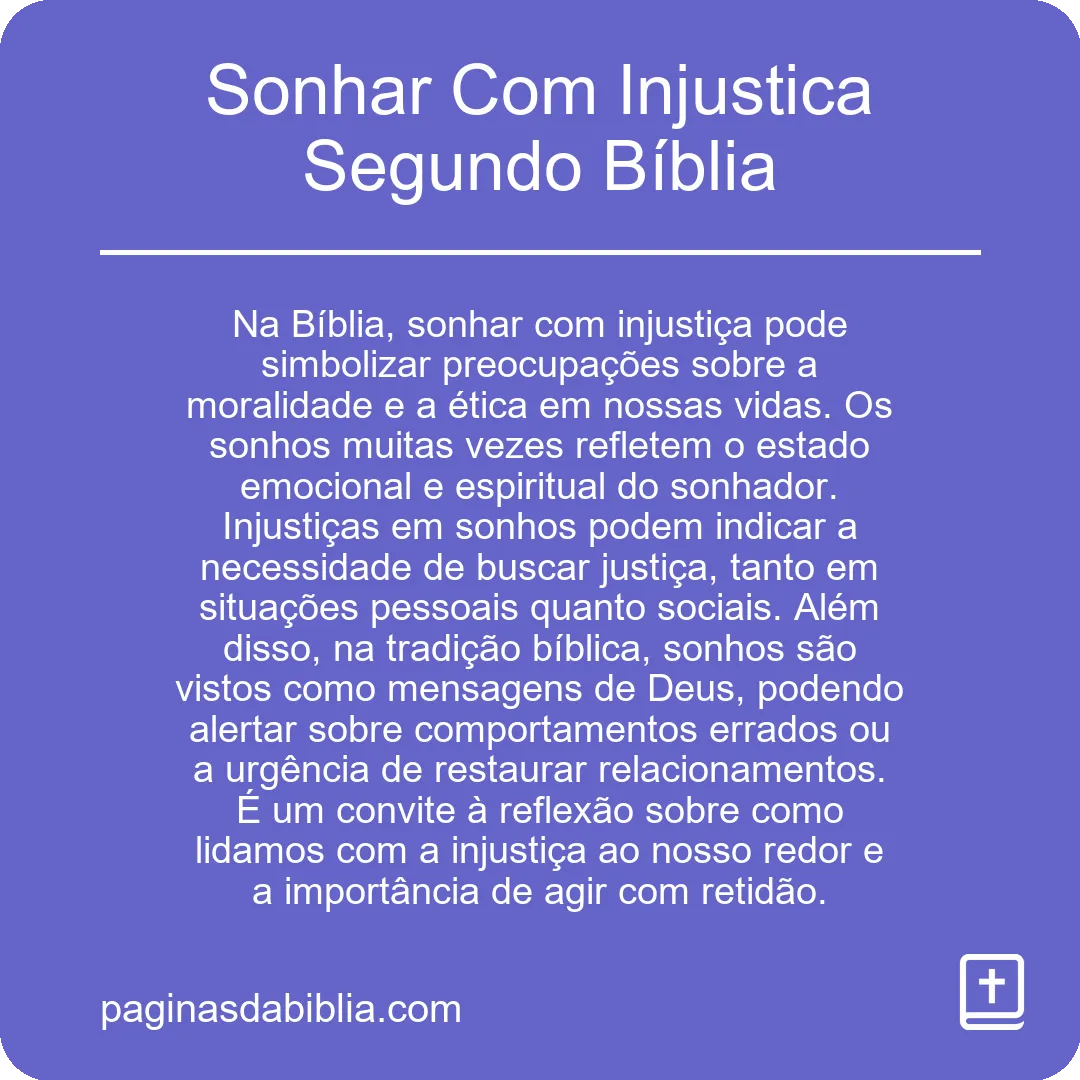 Sonhar Com Injustica Segundo Bíblia