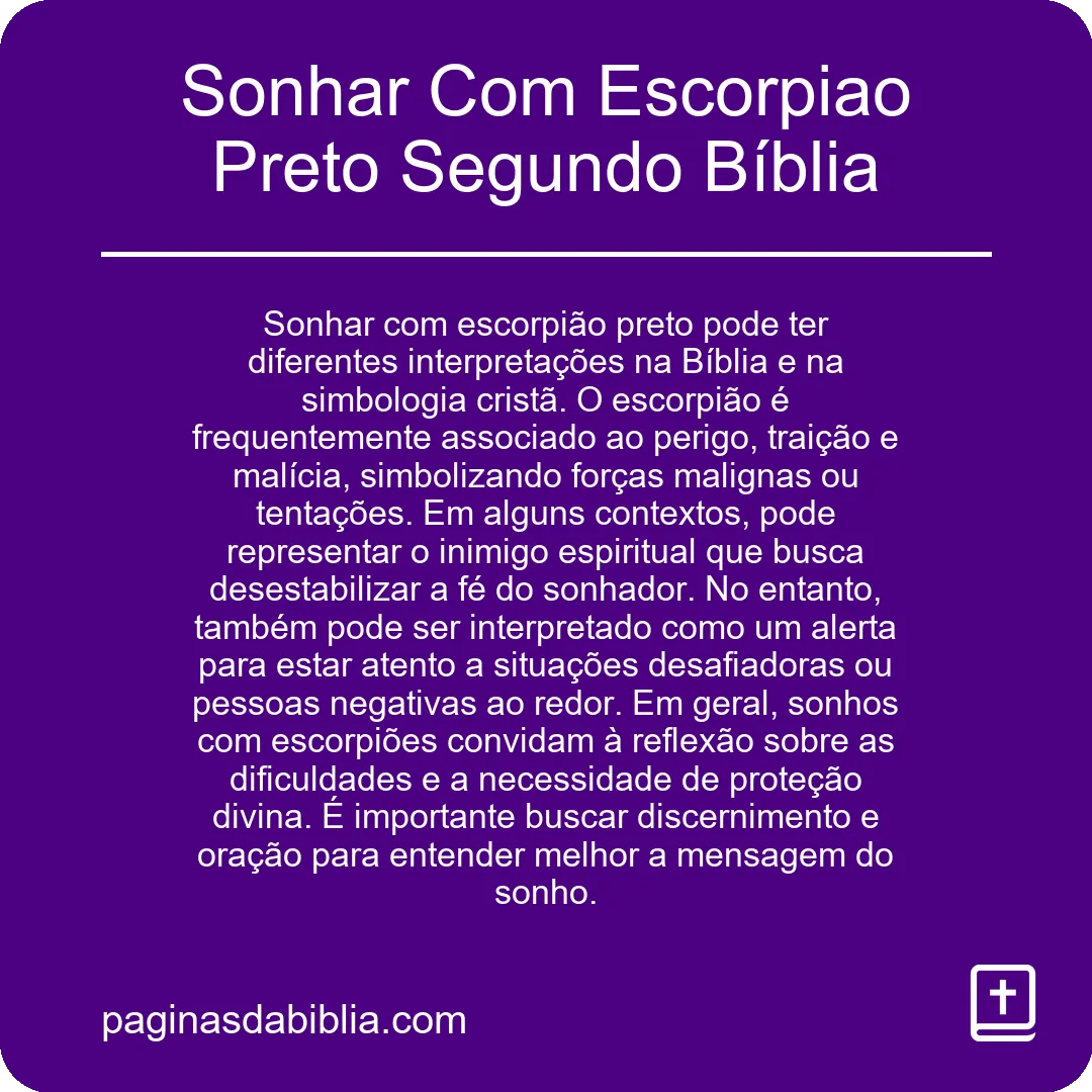 Sonhar Com Escorpiao Preto Segundo Bíblia