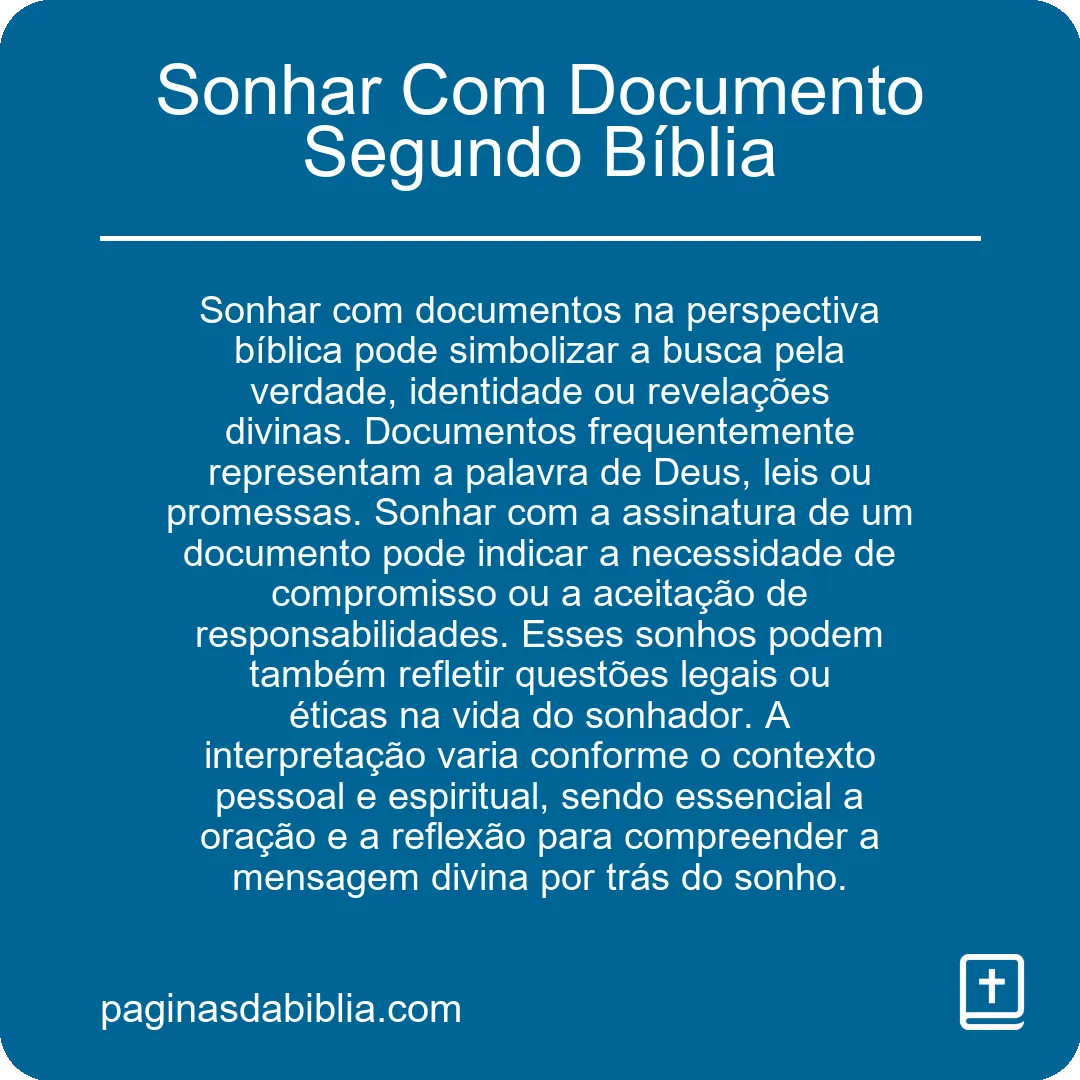 Sonhar Com Documento Segundo Bíblia