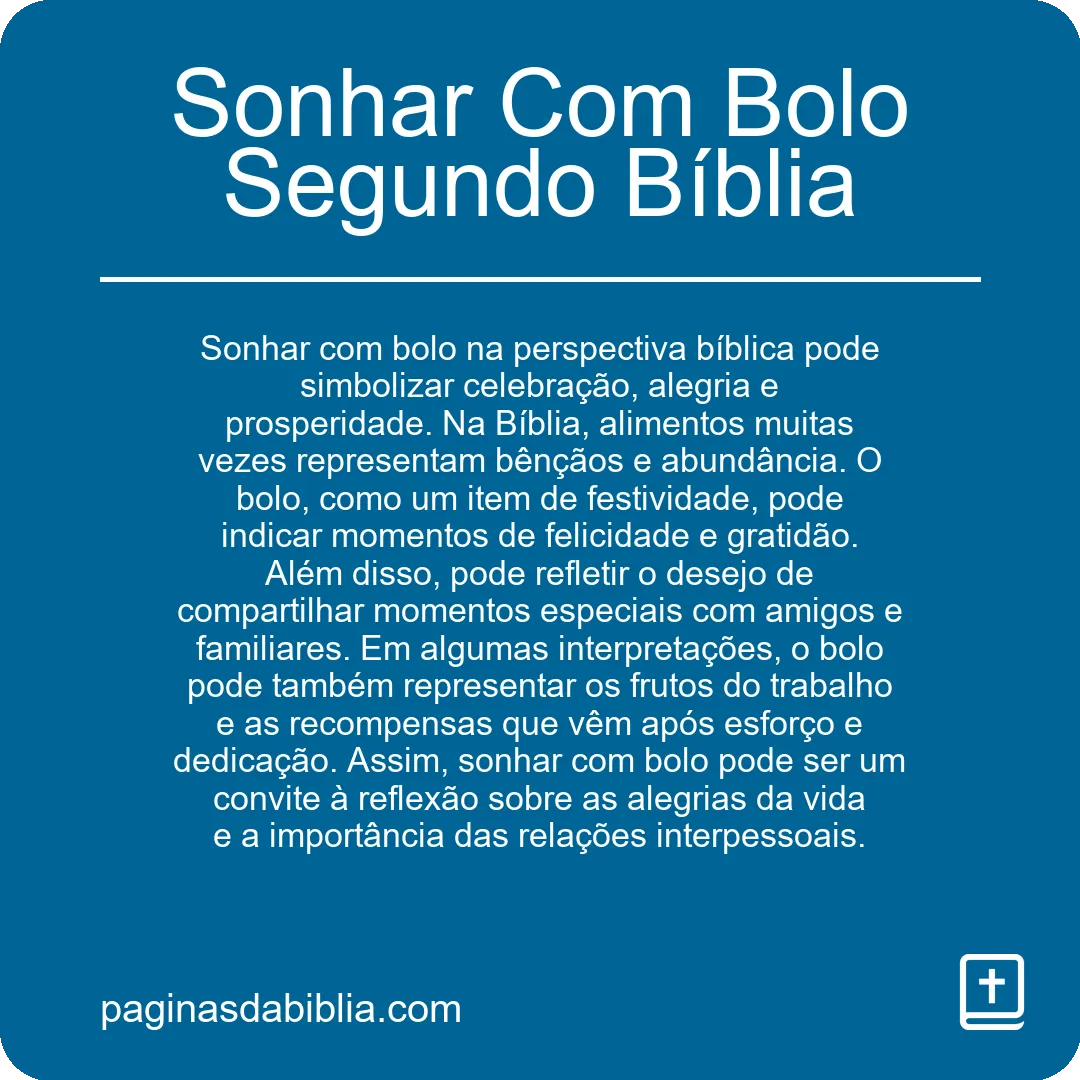 Sonhar Com Bolo Segundo Bíblia