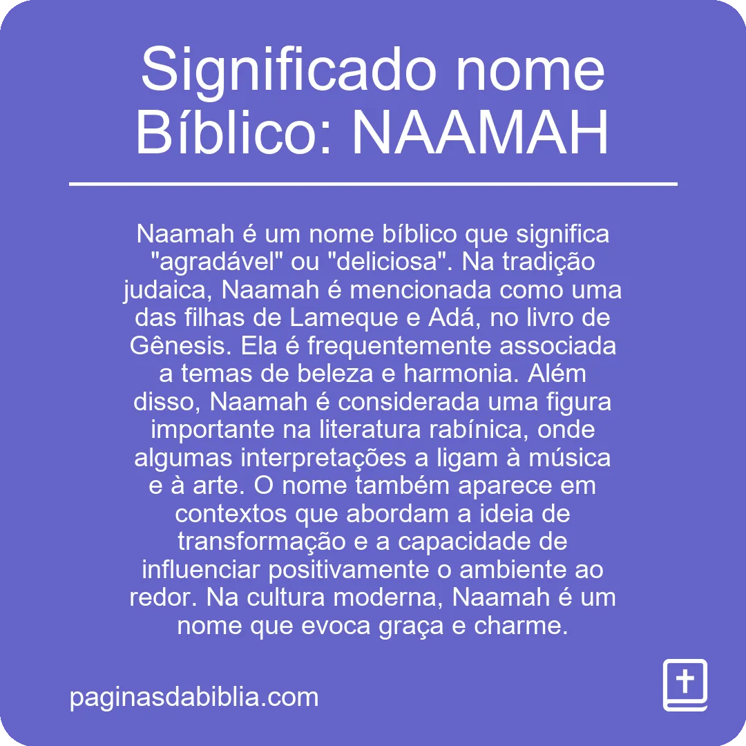 Significado nome Bíblico: NAAMAH