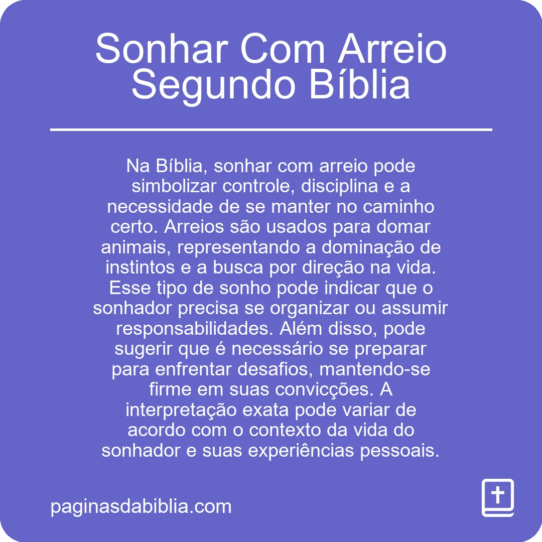 Sonhar Com Arreio Segundo Bíblia