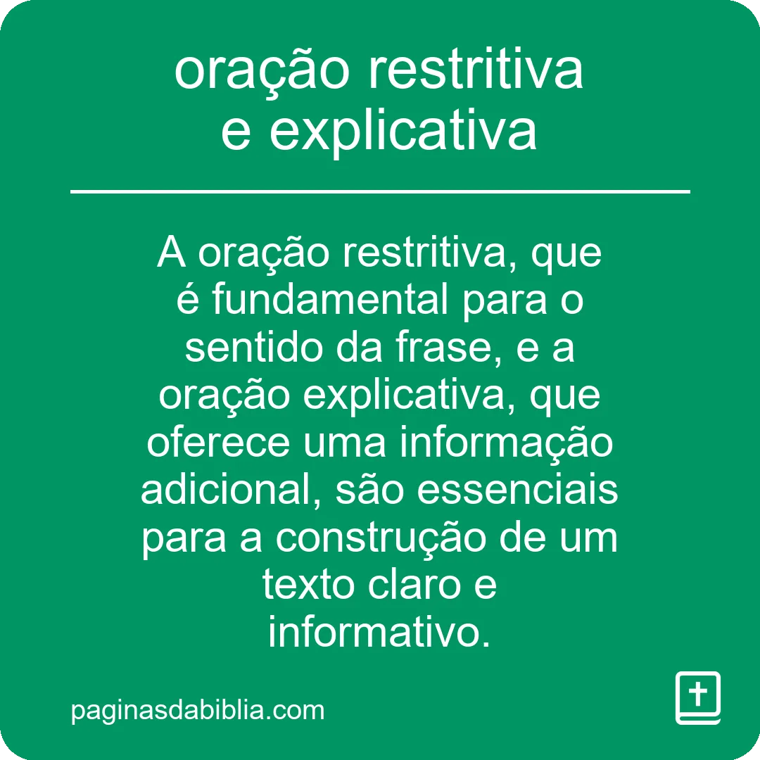 oração restritiva e explicativa