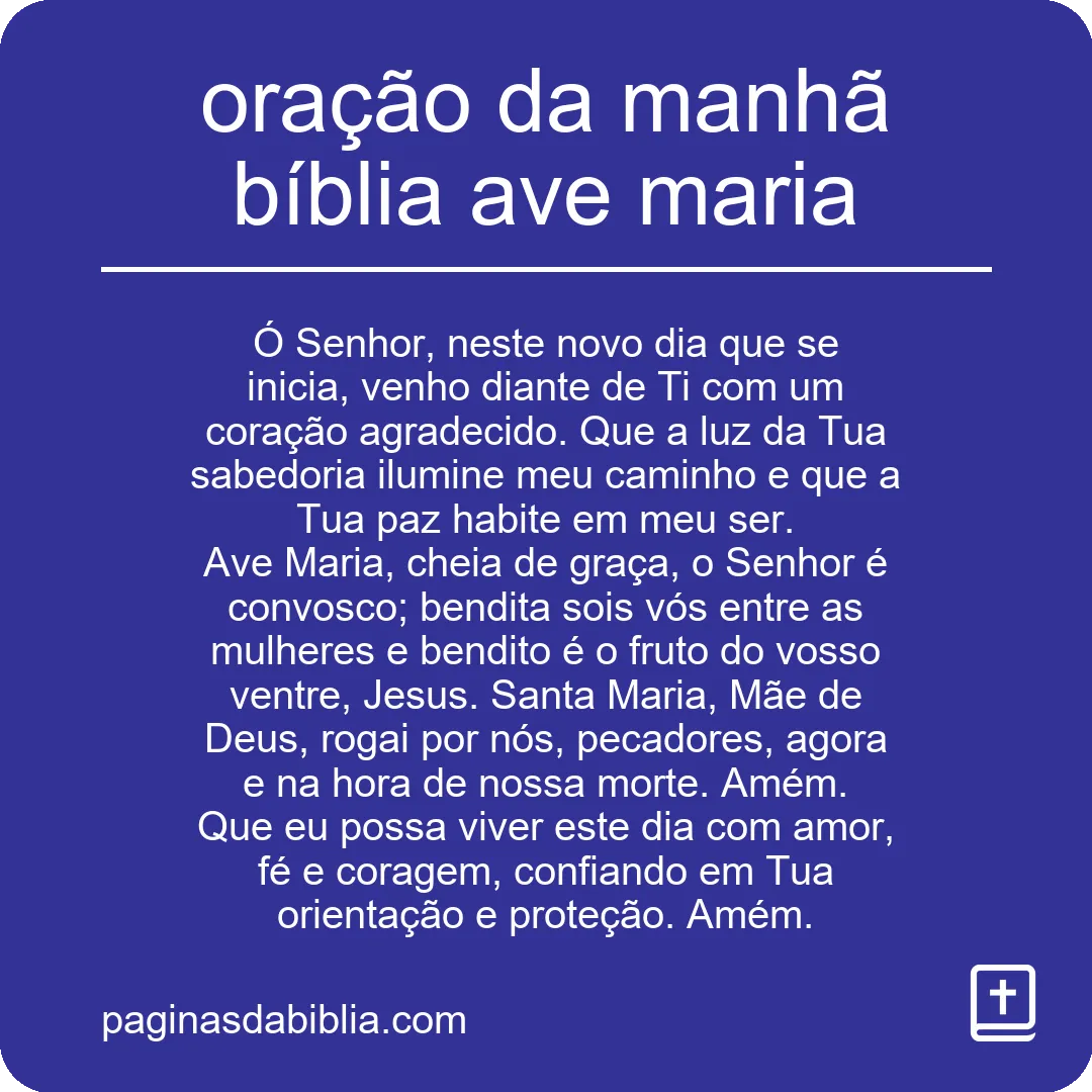 oração da manhã bíblia ave maria