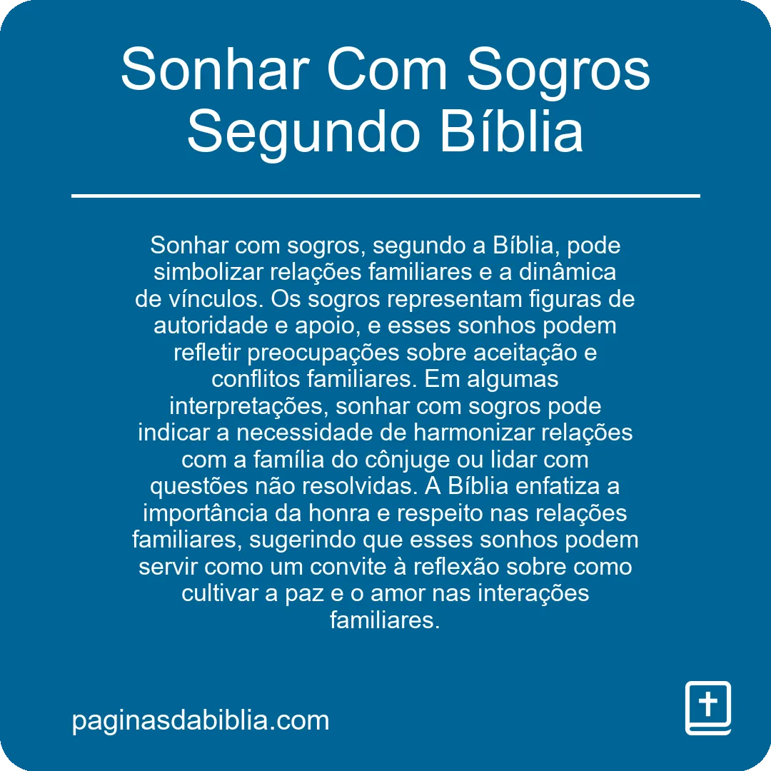 Sonhar Com Sogros Segundo Bíblia