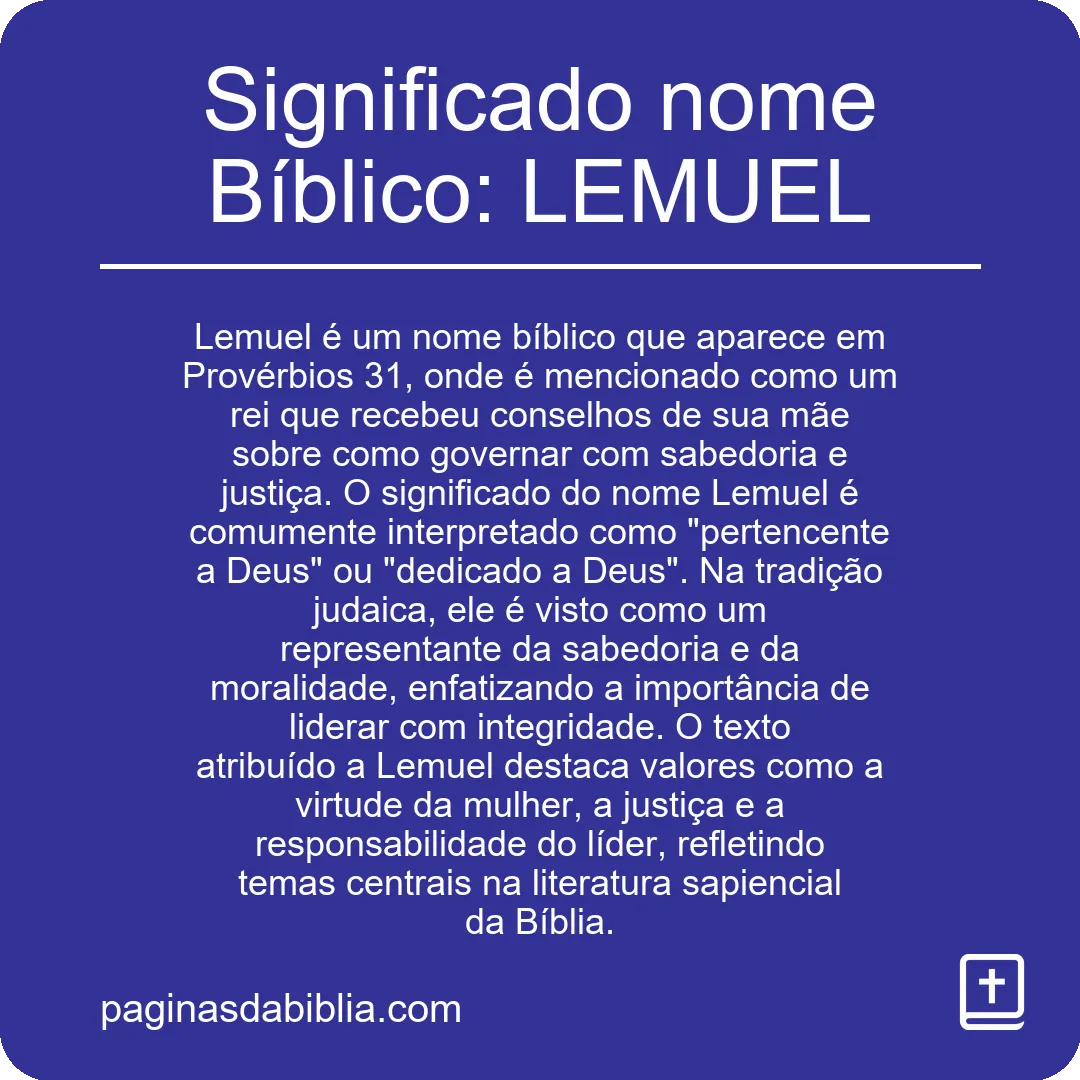 Significado nome Bíblico: LEMUEL