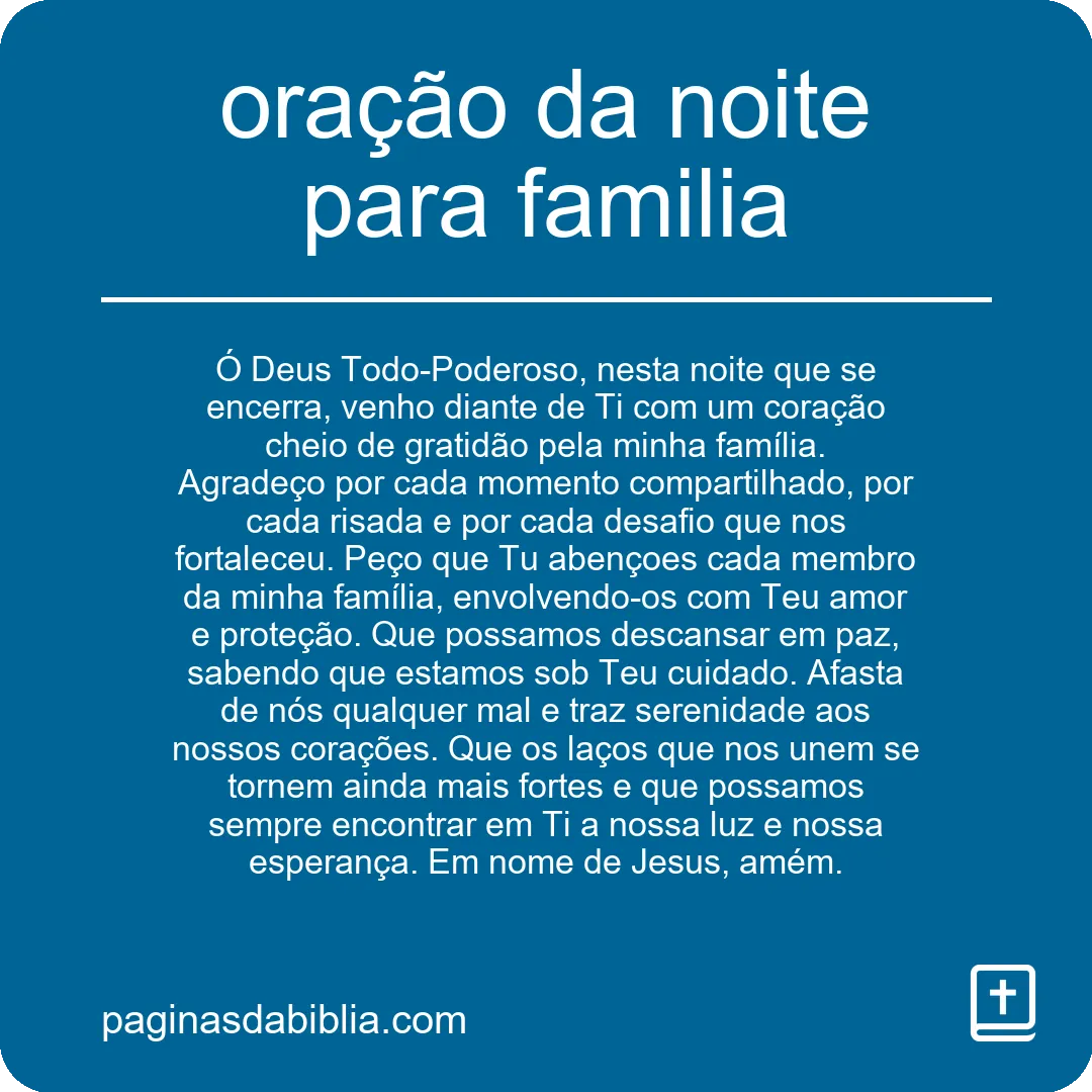 oração da noite para familia