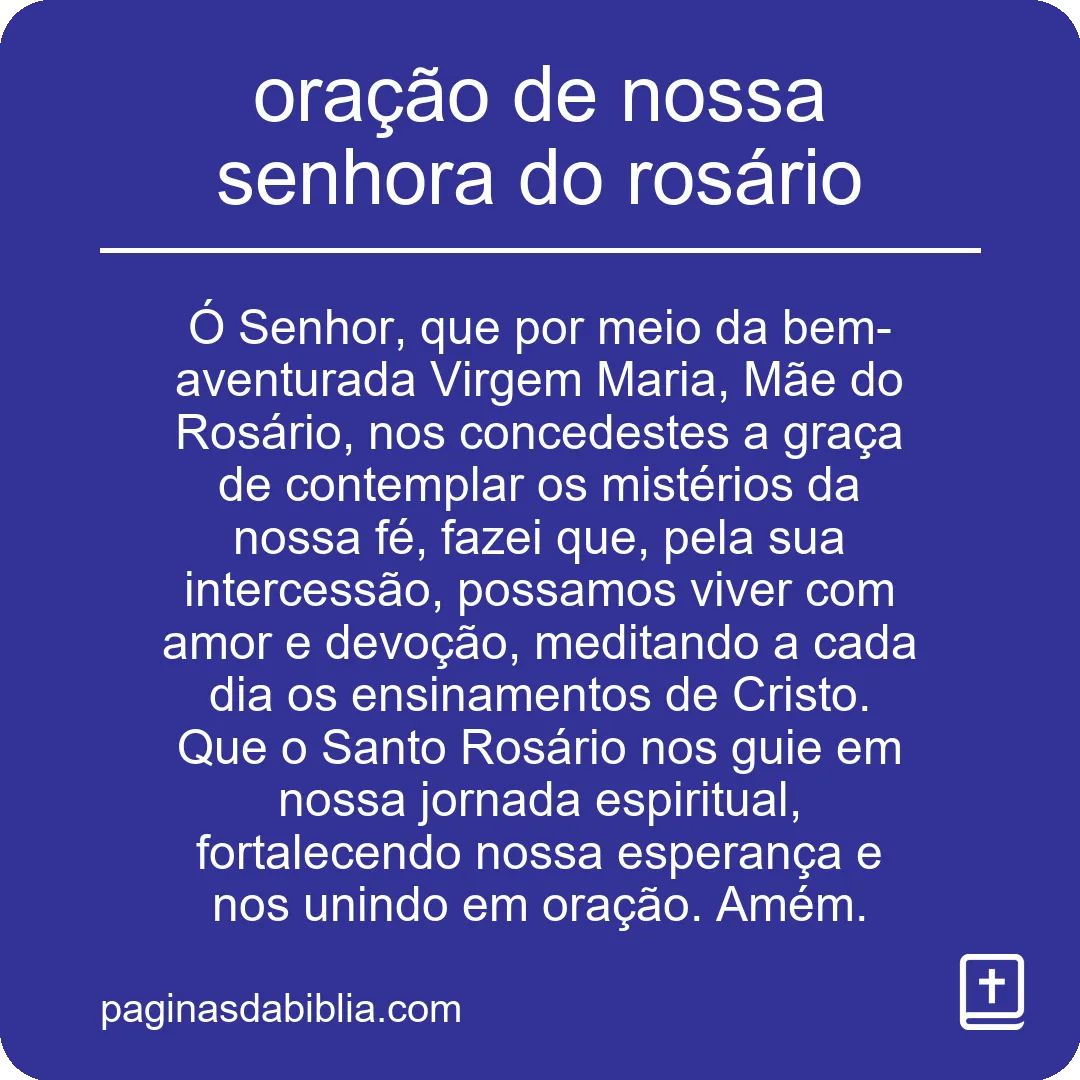 oração de nossa senhora do rosário