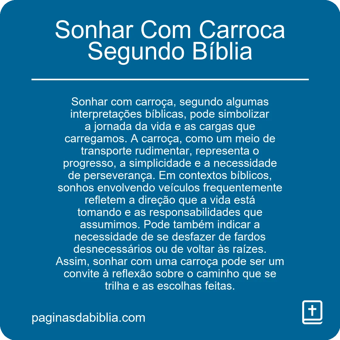 Sonhar Com Carroca Segundo Bíblia