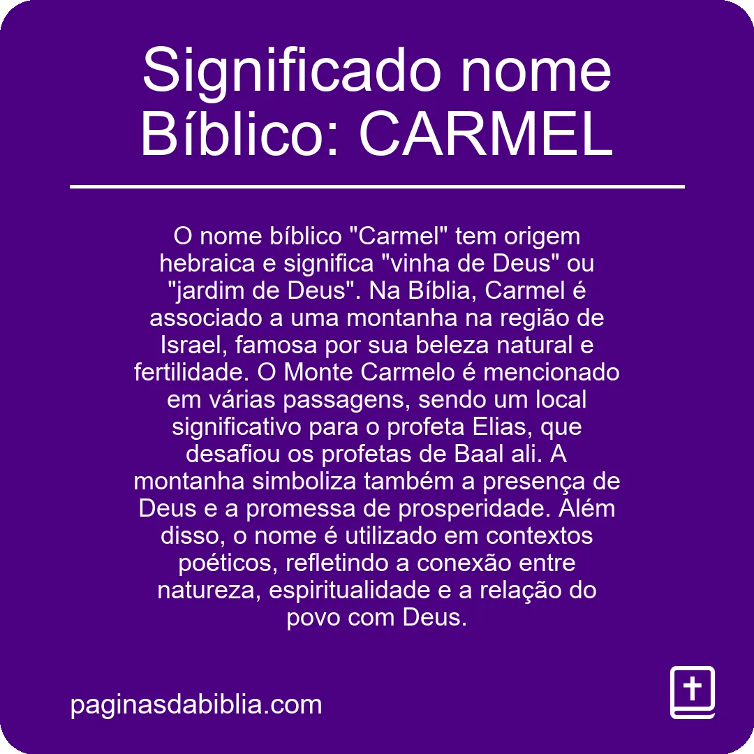 Significado nome Bíblico: CARMEL