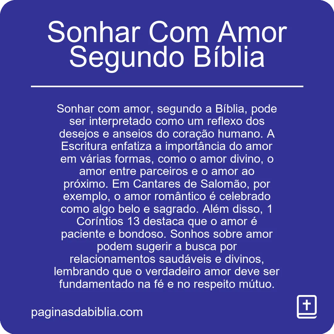 Sonhar Com Amor Segundo Bíblia