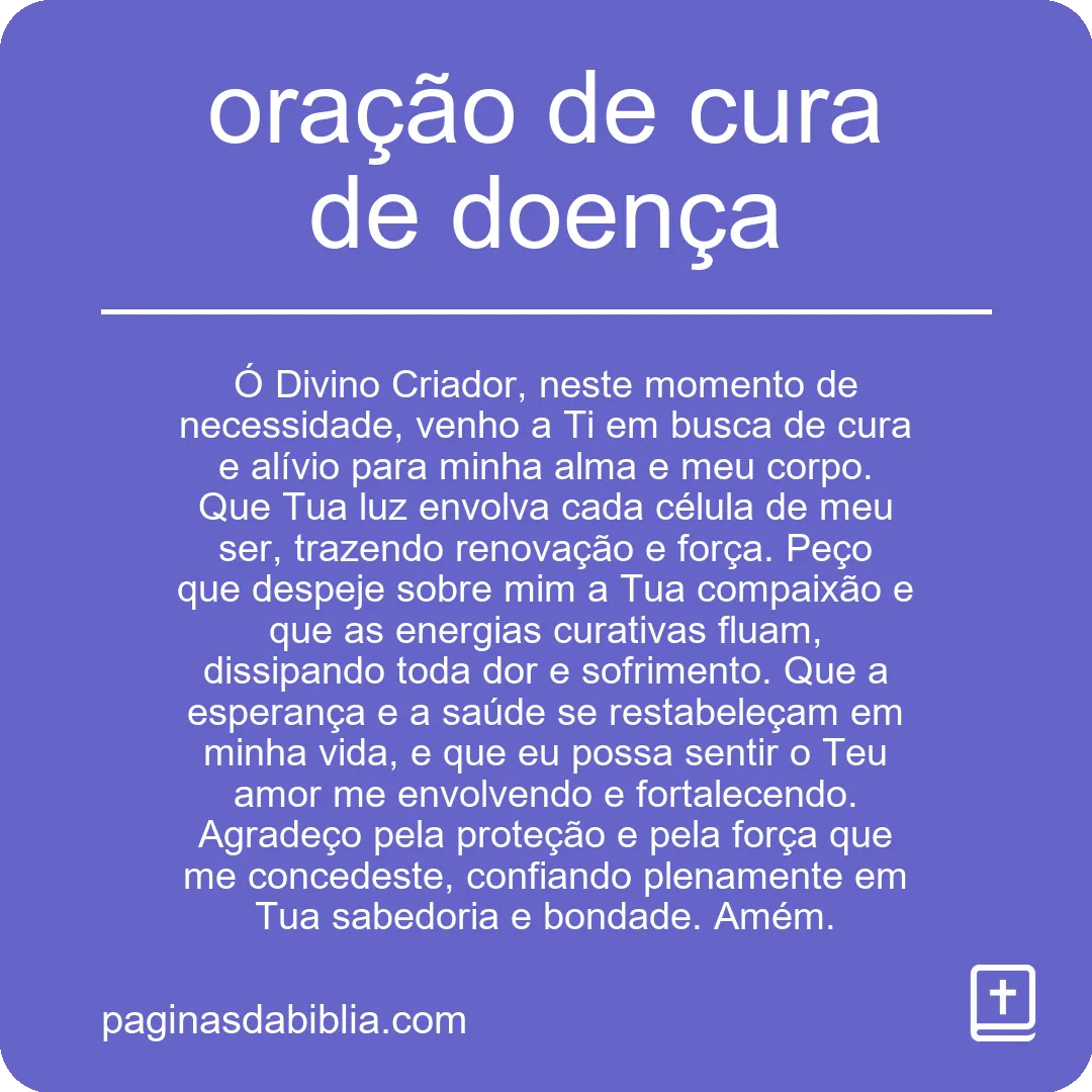 oração de cura de doença