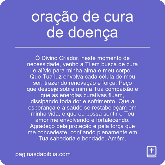 oração de cura de doença