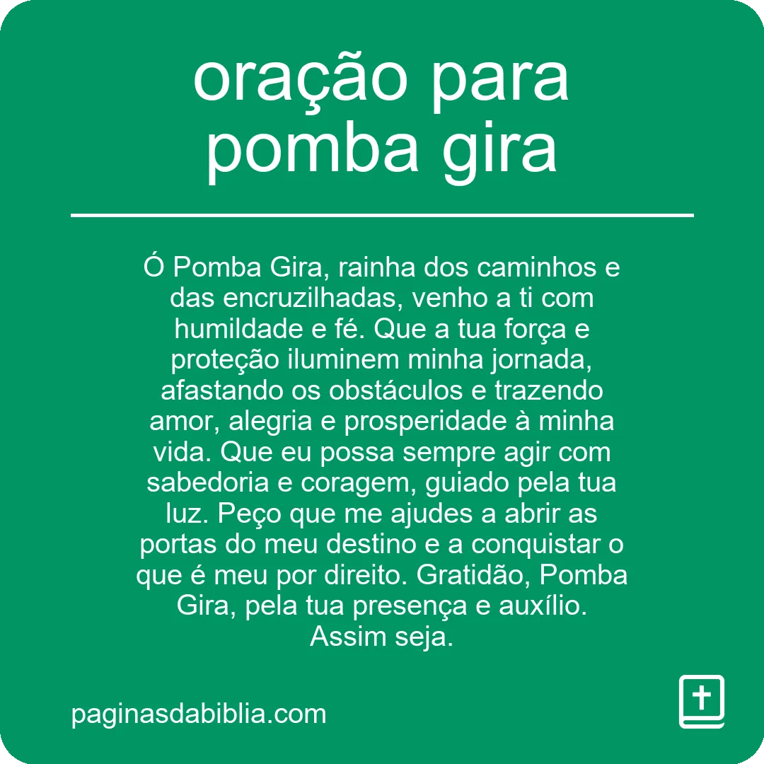 oração para pomba gira